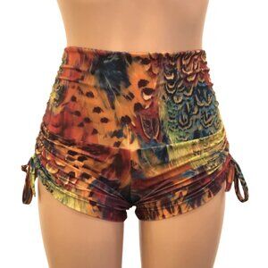 Feather Festival Hot Yoga Short- High Waist Short- Made in USA NEW